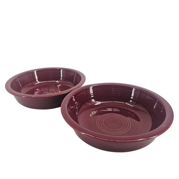 2 HLC Fiesta Red Medium Bistro Bowls Ceramic Homer Laughlin Kitchenware 6-7/8" - Picture 1 of 7